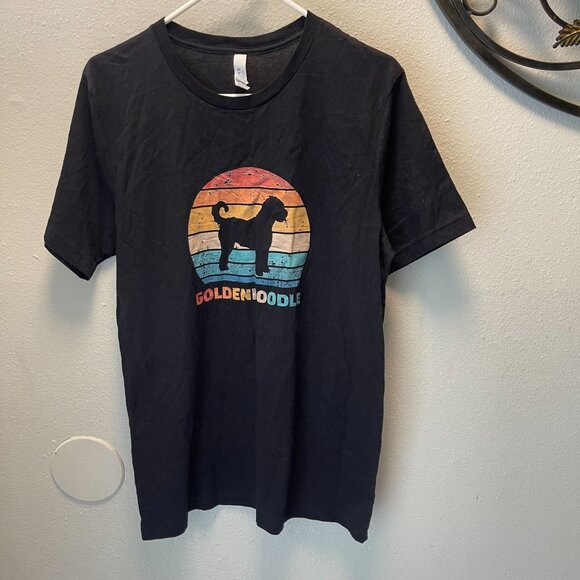Retro Goldendoodle Dog‎ Silhouette Graphic T-Shirt Black Bella+Canvas Large nwot - Picture 2 of 6